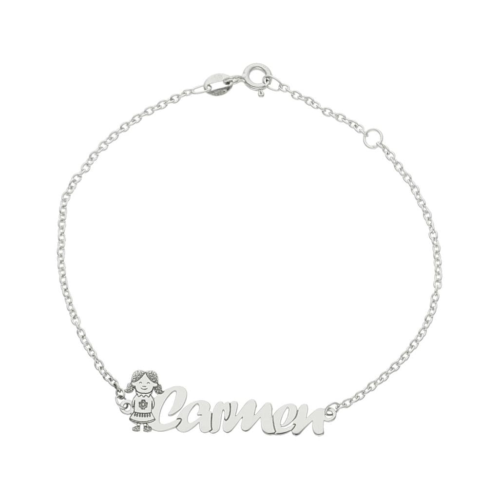 PULSERA ORO BLANCO 18KL NIÑA + NOMBRE - PU1174