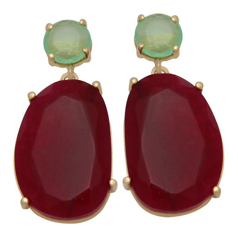 PENDIENTES ORO 18KL VERDES - BURDEOS - P917