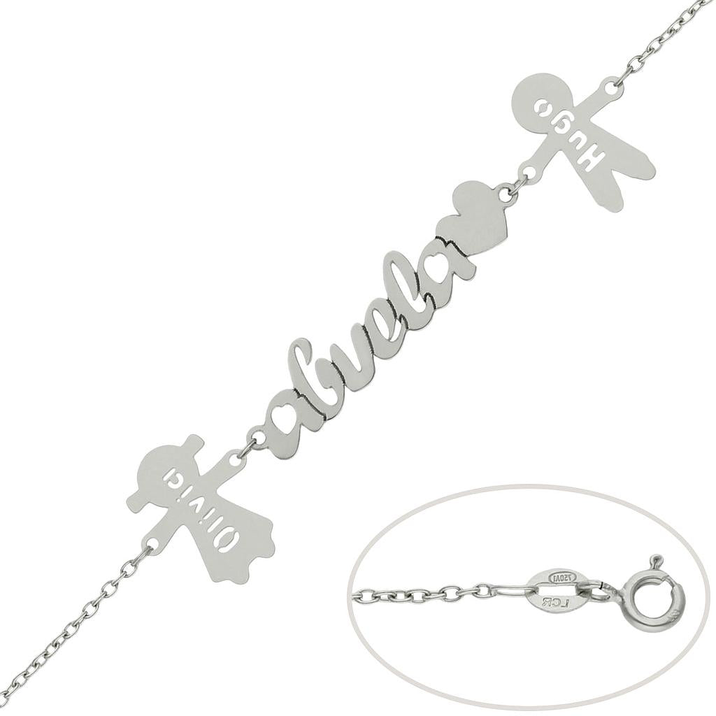 PULSERA ORO BLANCO 18KL ABUELA + NIÑOS - PU1380