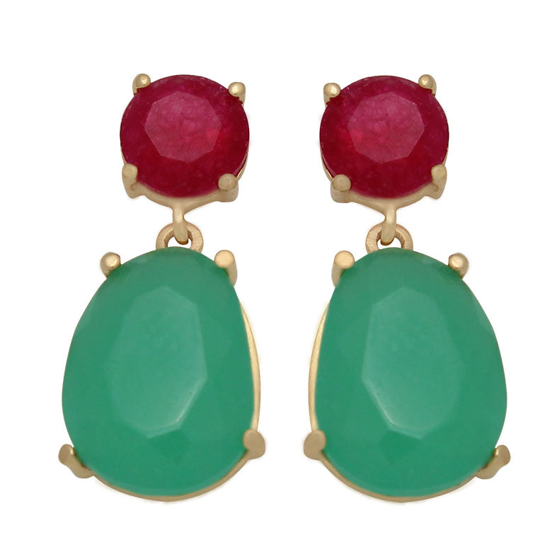 PENDIENTES ORO 18KL BURDEOS - VERDE - P914