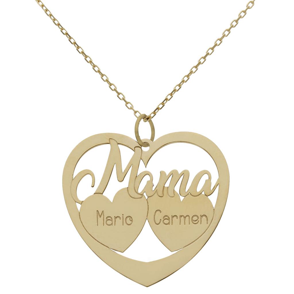 GARGANTILLA ORO 18KL MAMA + 2 CORAZONES - G1085