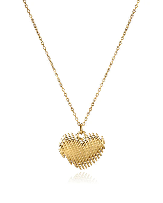 Collar de plata de ley con baño de oro y colgante en forma de corazón, de mujer