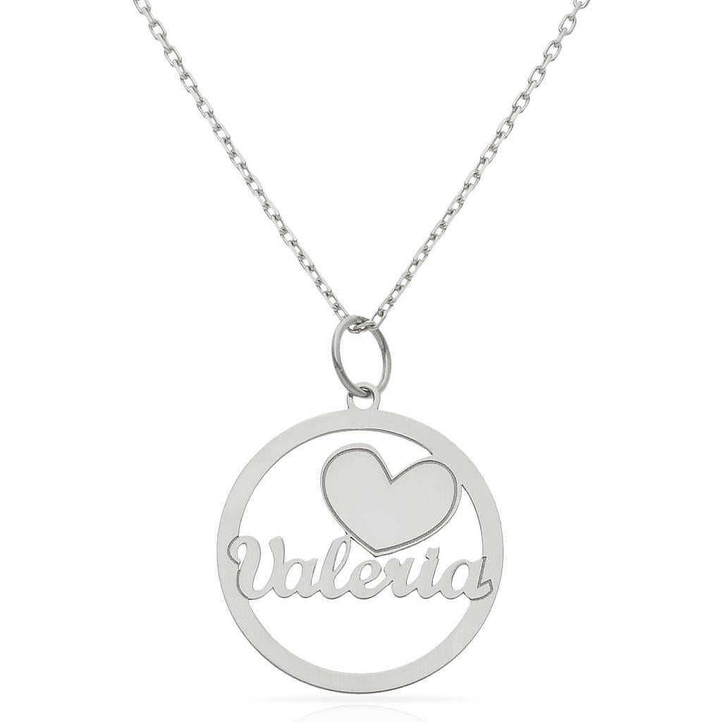 GARGANTILLA ORO BLANCO 18KL NOMBRE + CORAZON - G891