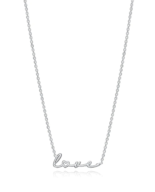 Collar Love de plata bañado en rodio con motivo