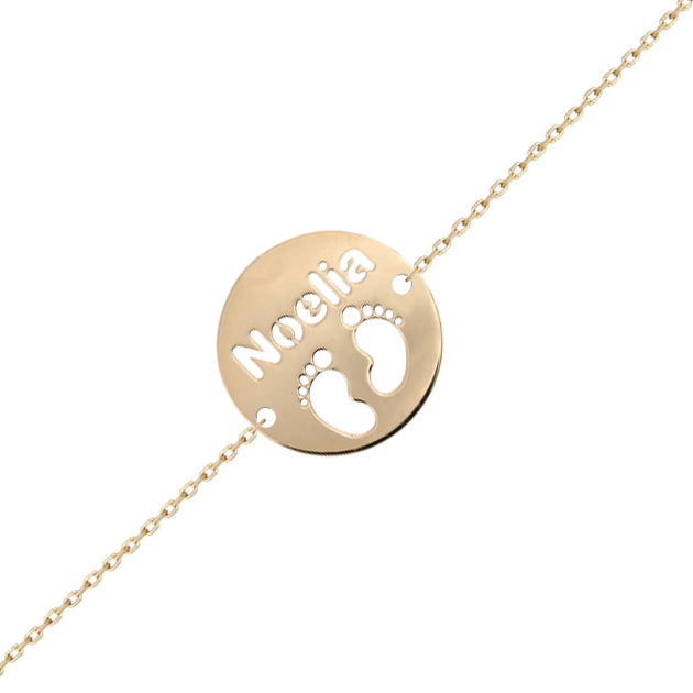 PULSERA ORO 18KL PIES + NOMBRE - 21MM - PU1352