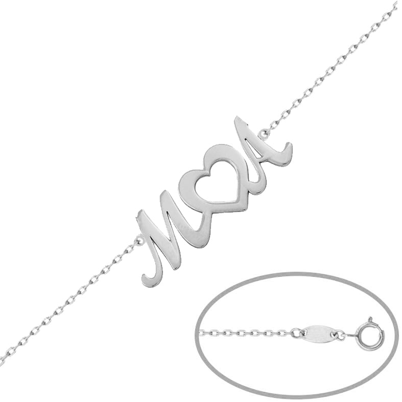 PULSERA ORO BLANCO 18KL INICIALES + CORAZON - PU1357