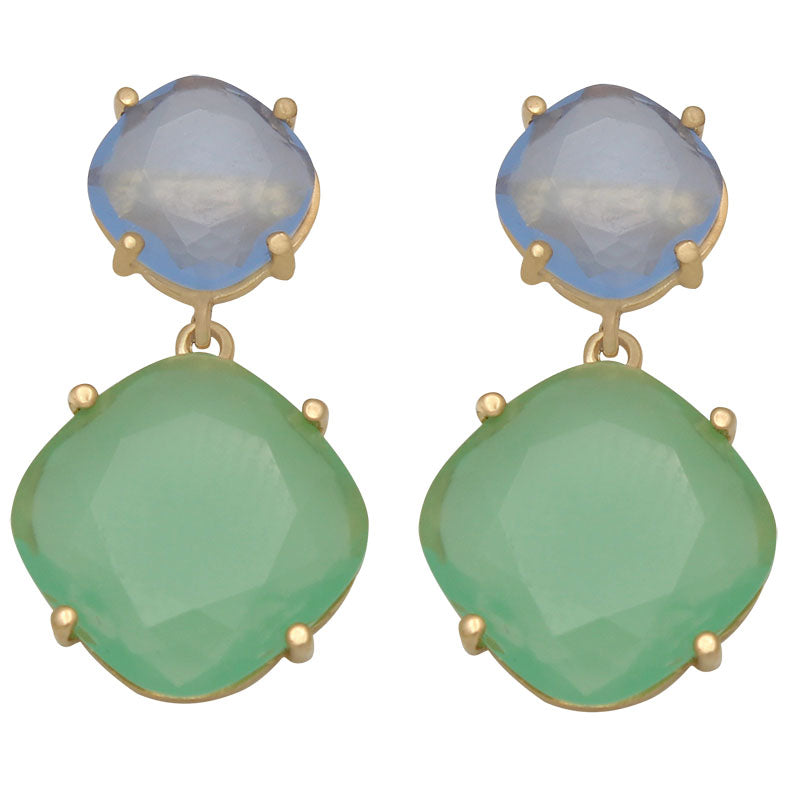 PENDIENTES ORO 18KL AZULES - VERDES - P915
