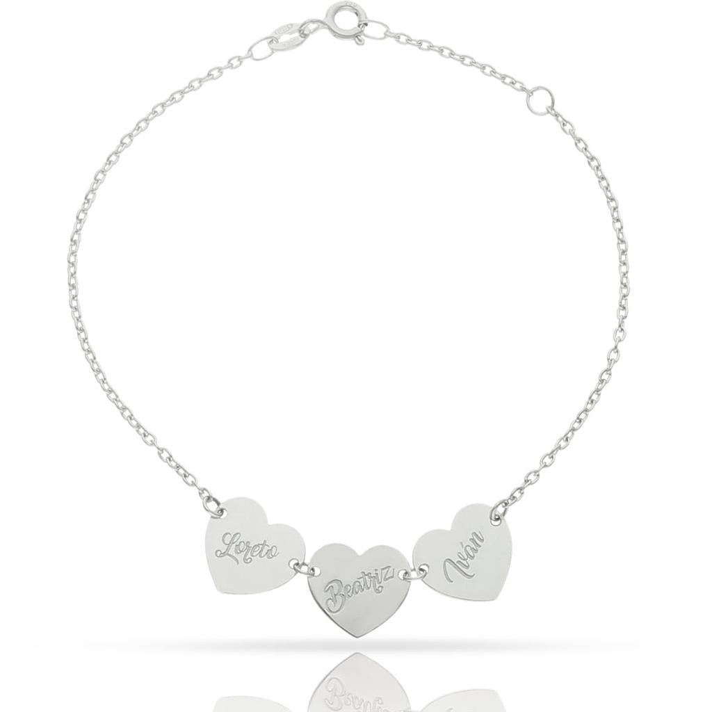 PULSERA ORO BLANCO 18KL CORAZONES - PU1446