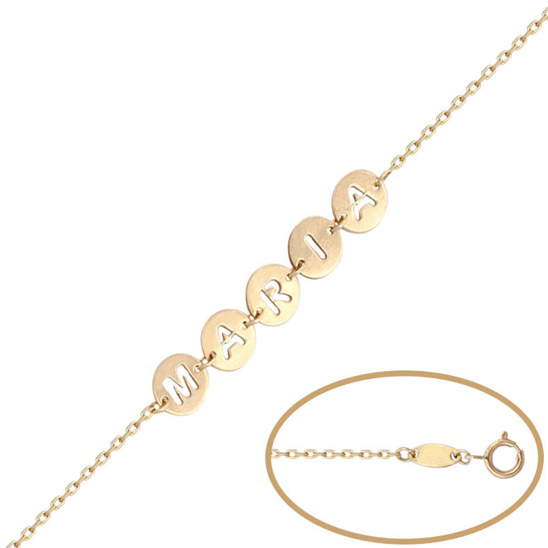 PULSERA ORO 18KL CIRCULOS NOMBRE CALADO - PU1131