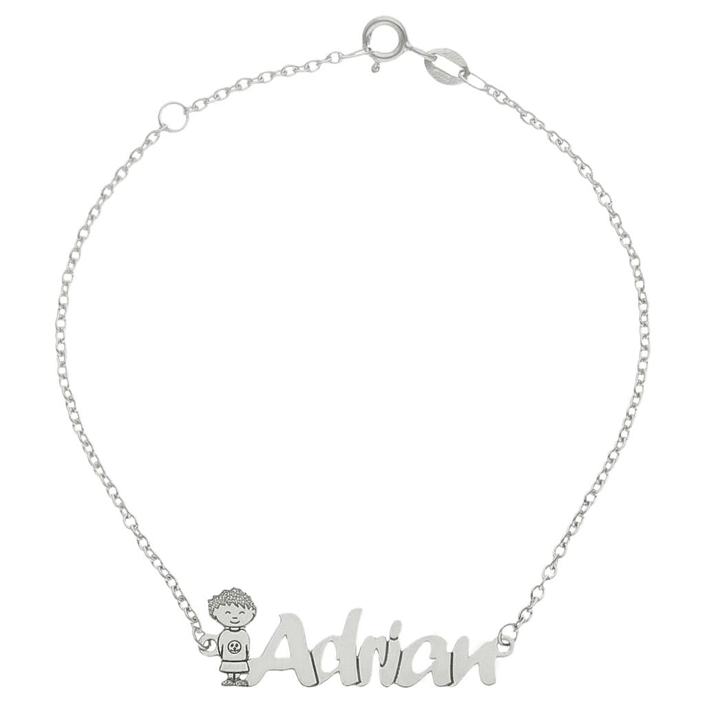 PULSERA ORO BLANCO 18KL NIÑO + NOMBRE - PU1175