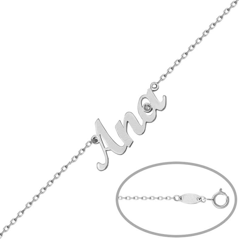 PULSERA NOMBRE ORO BLANCO 18KL + DIAMANTE - PU50