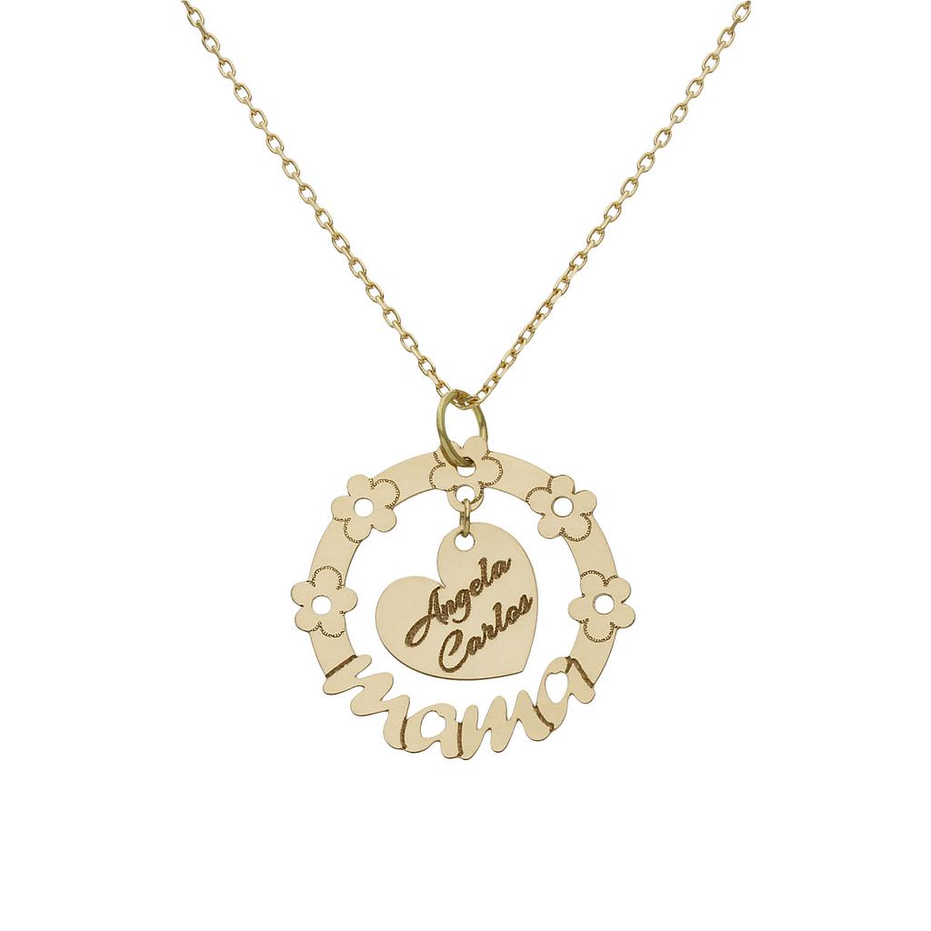 GARGANTILLA ORO 18KL MAMA + FLORES - G999