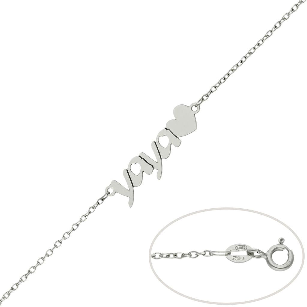 PULSERA ORO BLANCO 18KL YAYA + CORAZON - PU1383