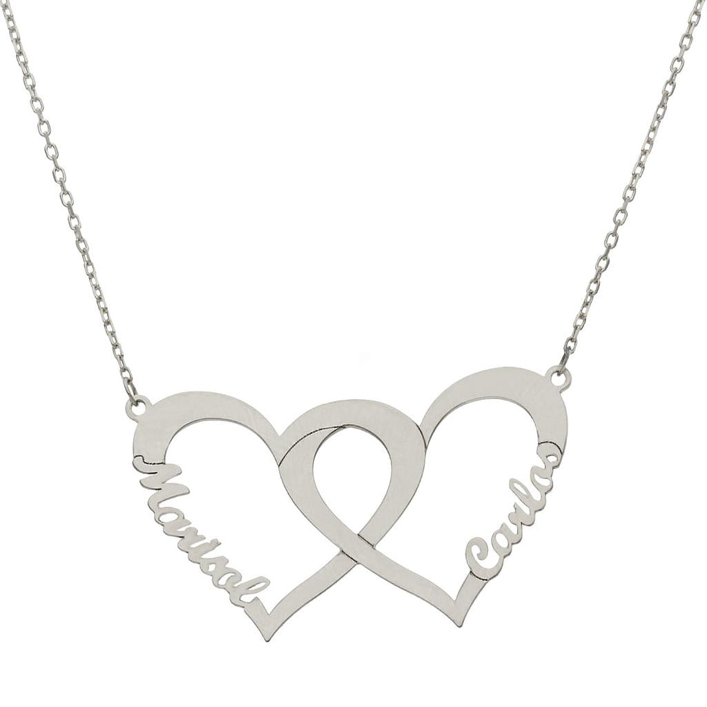 GARGANTILLA ORO BLANCO 18KL CORAZONES + NOMBRES - G1098