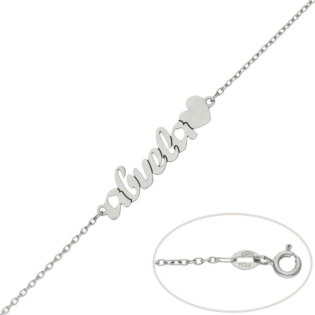 PULSERA ORO BLANCO 18KL ABUELA + CORAZON - PU1381