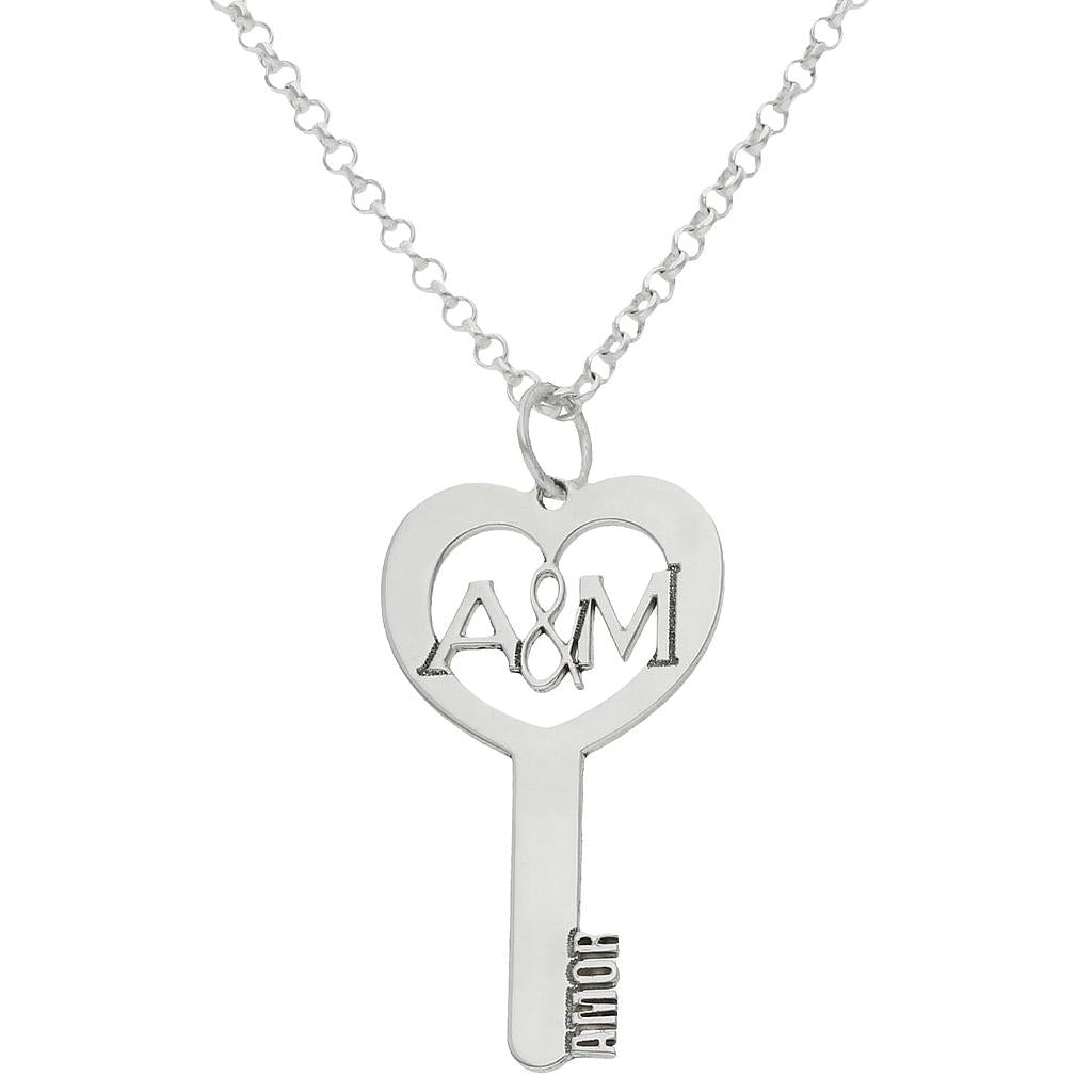GARGANTILLA ORO BLANCO 18KL LLAVE INICIALES - G988