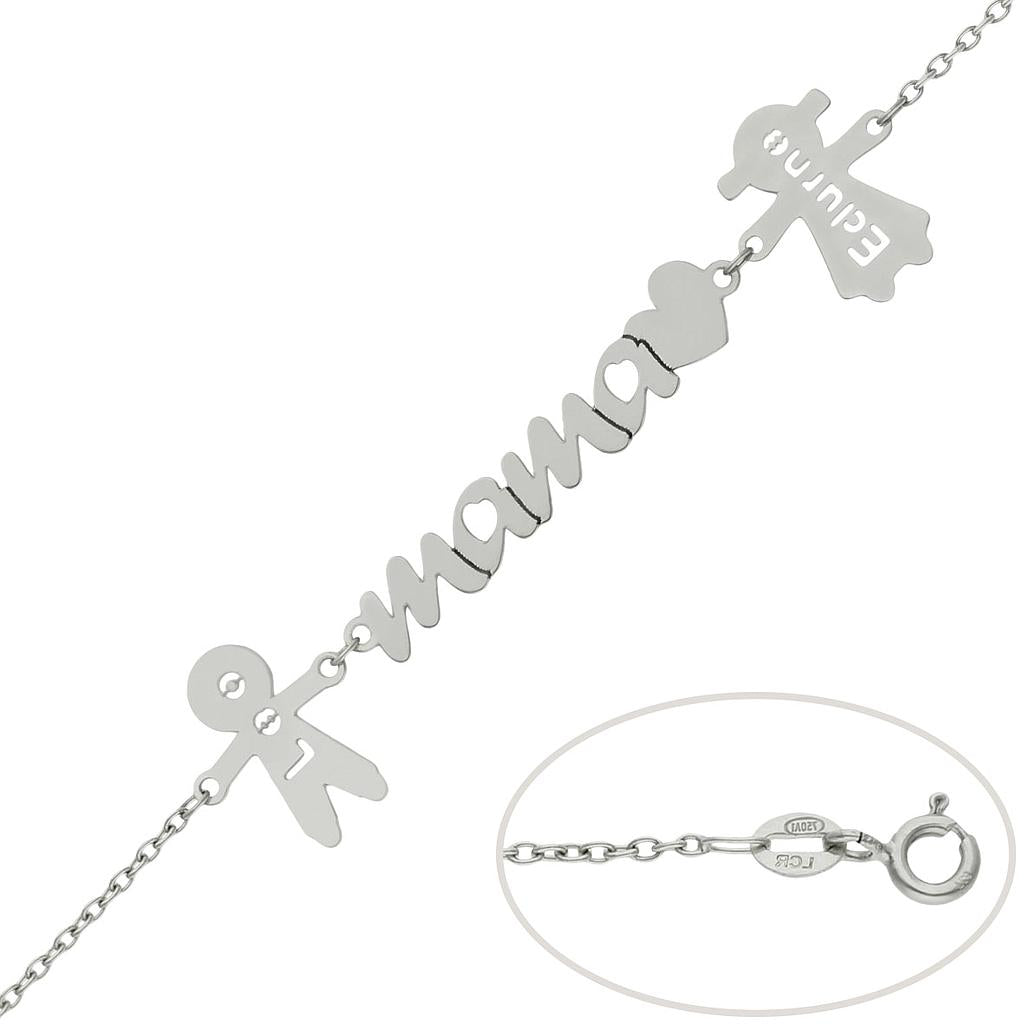 PULSERA ORO BLANCO 18KL MAMA + NIÑOS - PU1379