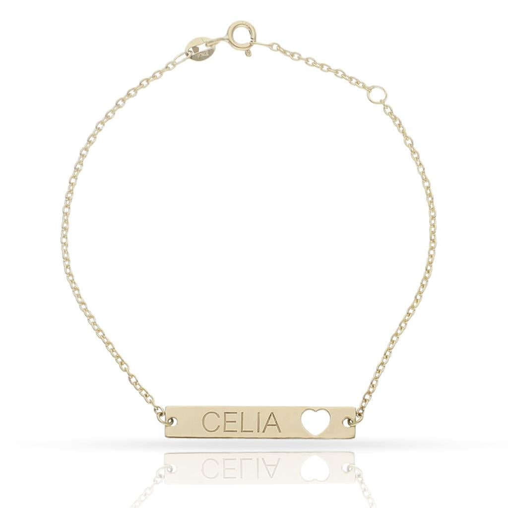 PULSERA ORO 18KL CHAPA + CORAZON - PU1338