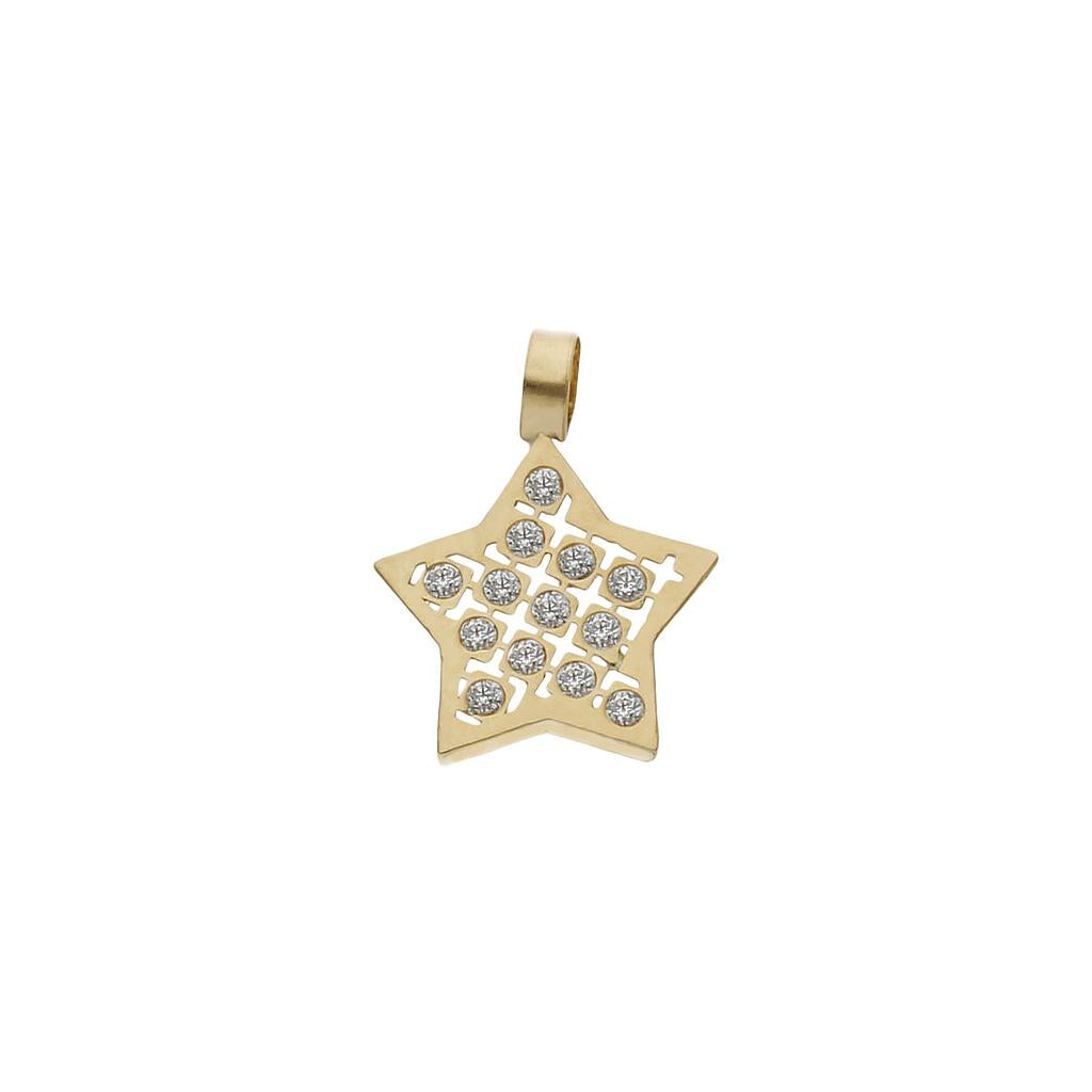 COLGANTE ORO 18KL ESTRELLA CIRCONITAS - 9x9MM - G1075