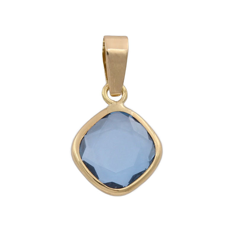 COLGANTE ORO 18KL CUADRADO COLOR AGUA MARINA - G564