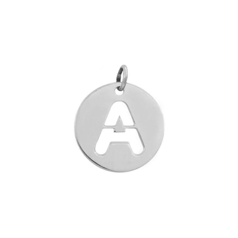 COLGANTE ORO BLANCO 18KL LETRA CALADA - 10MM - G725a