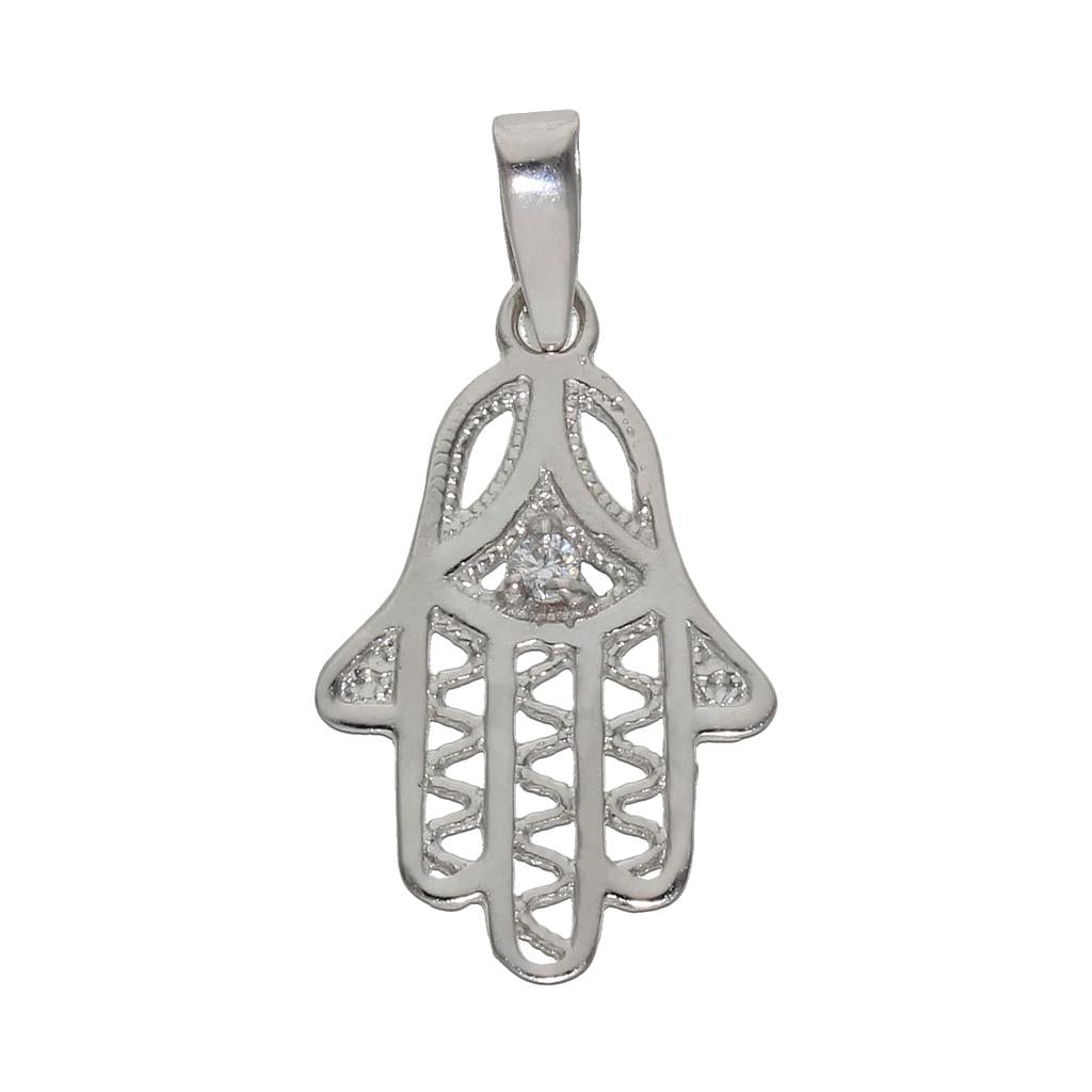 COLGANTE ORO BLANCO 18KL MANO DE FATIMA - G812