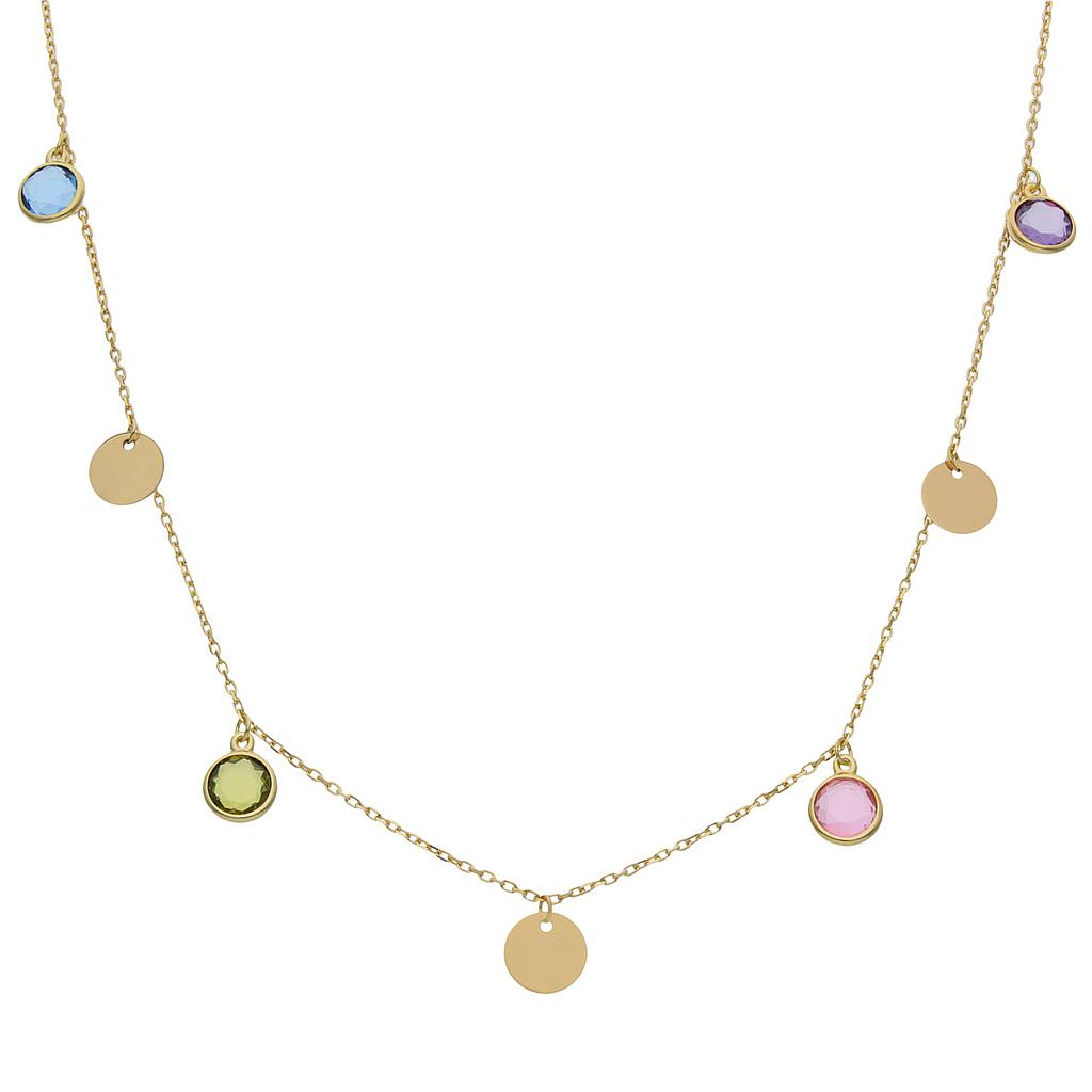 GARGANTILLA ORO 18KL CIRCULOS + PIEDRAS - G960
