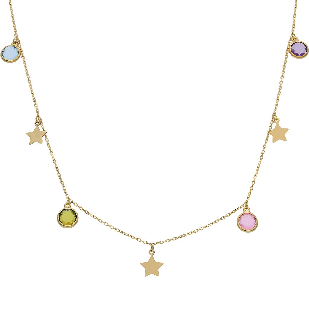 GARGANTILLA ORO 18KL ESTRELLAS + PIEDRAS - G961
