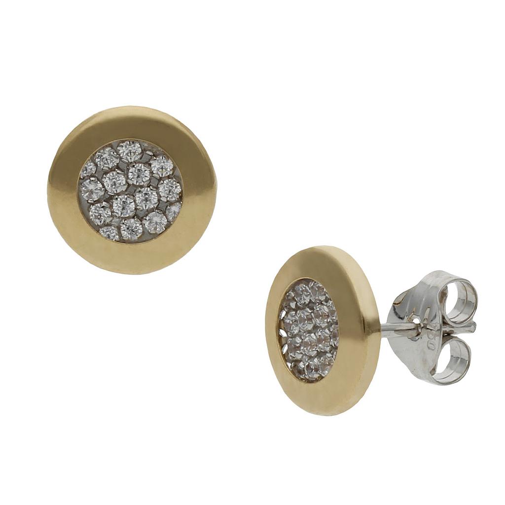 PENDIENTES ORO 18KL BICOLOR REDONDOS - 8MM - P1433