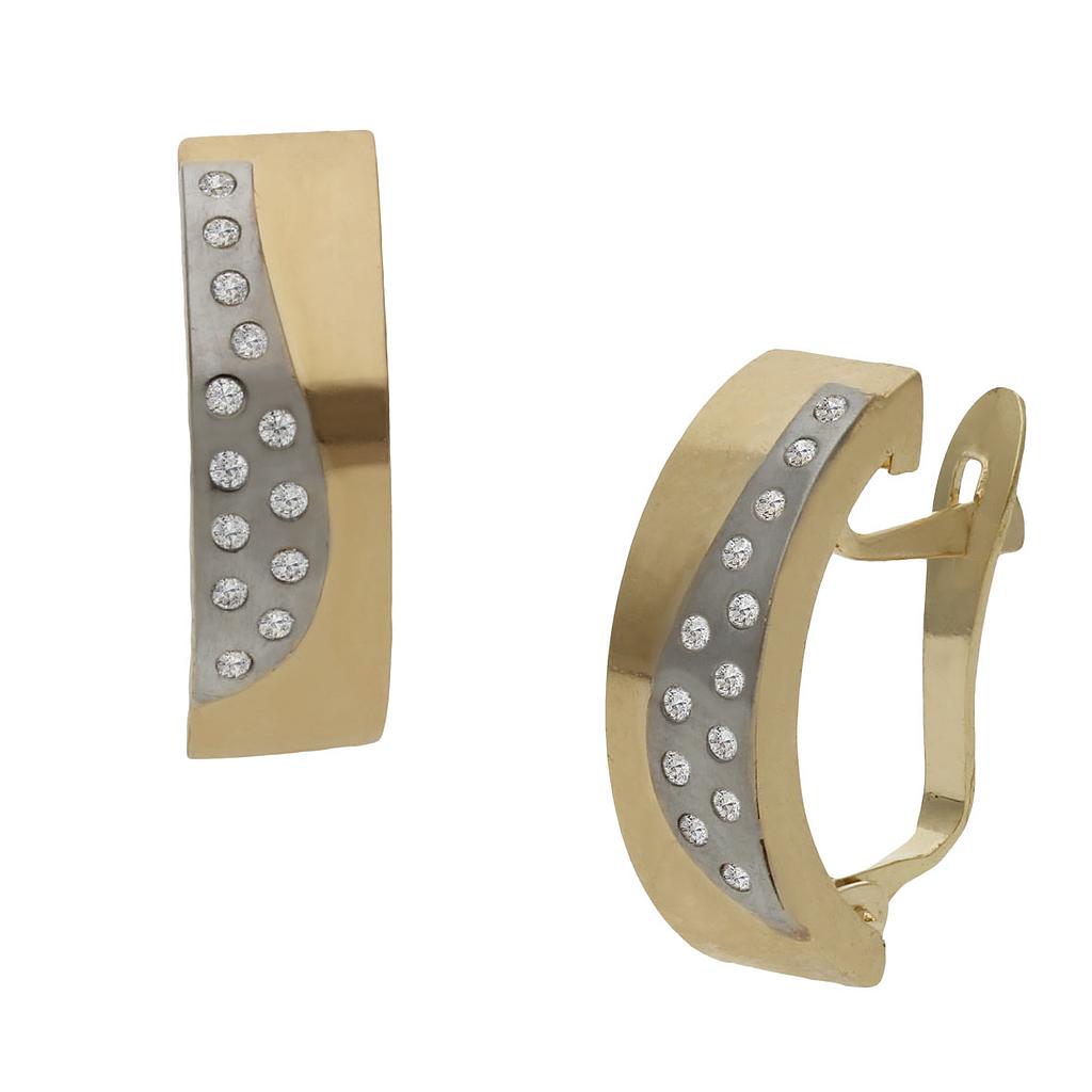 PENDIENTES ORO 18KL BICOLOR CIRCONITAS - 5x16mm - P1453
