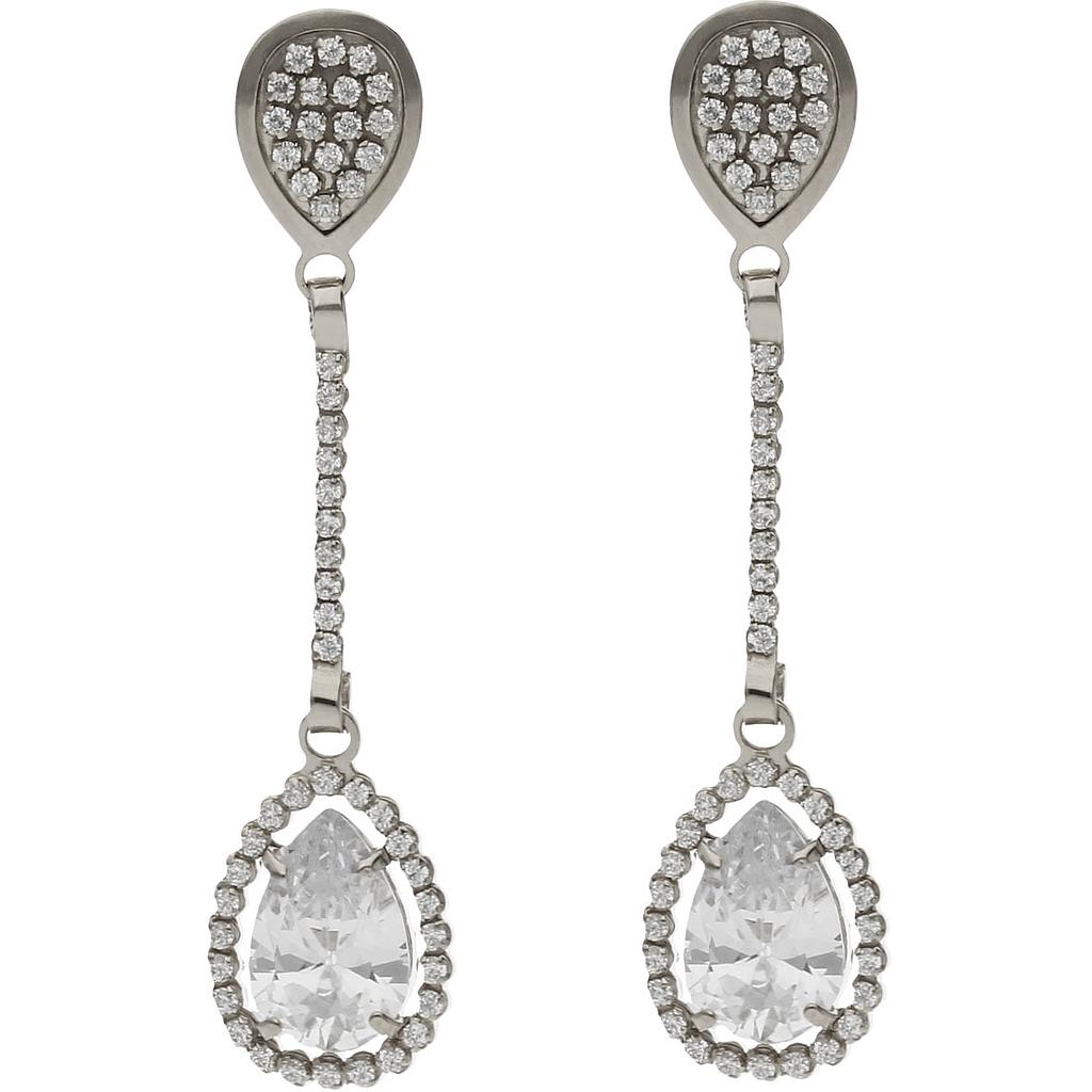 PENDIENTES ORO BLANCO 18KL CIRCONITAS - 9x39MM - P1471