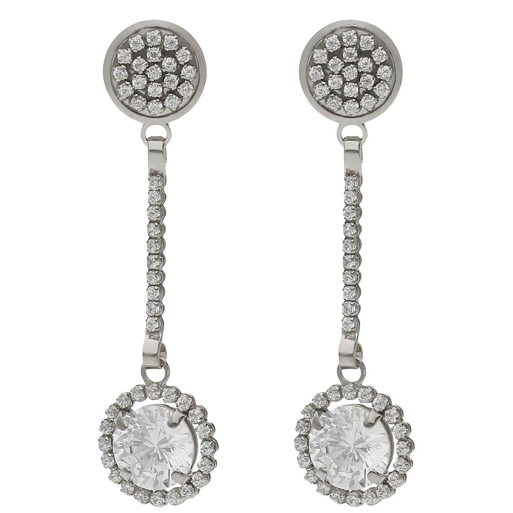 PENDIENTES ORO BLANCO 18KL CIRCONITAS - 9x35MM - P1473