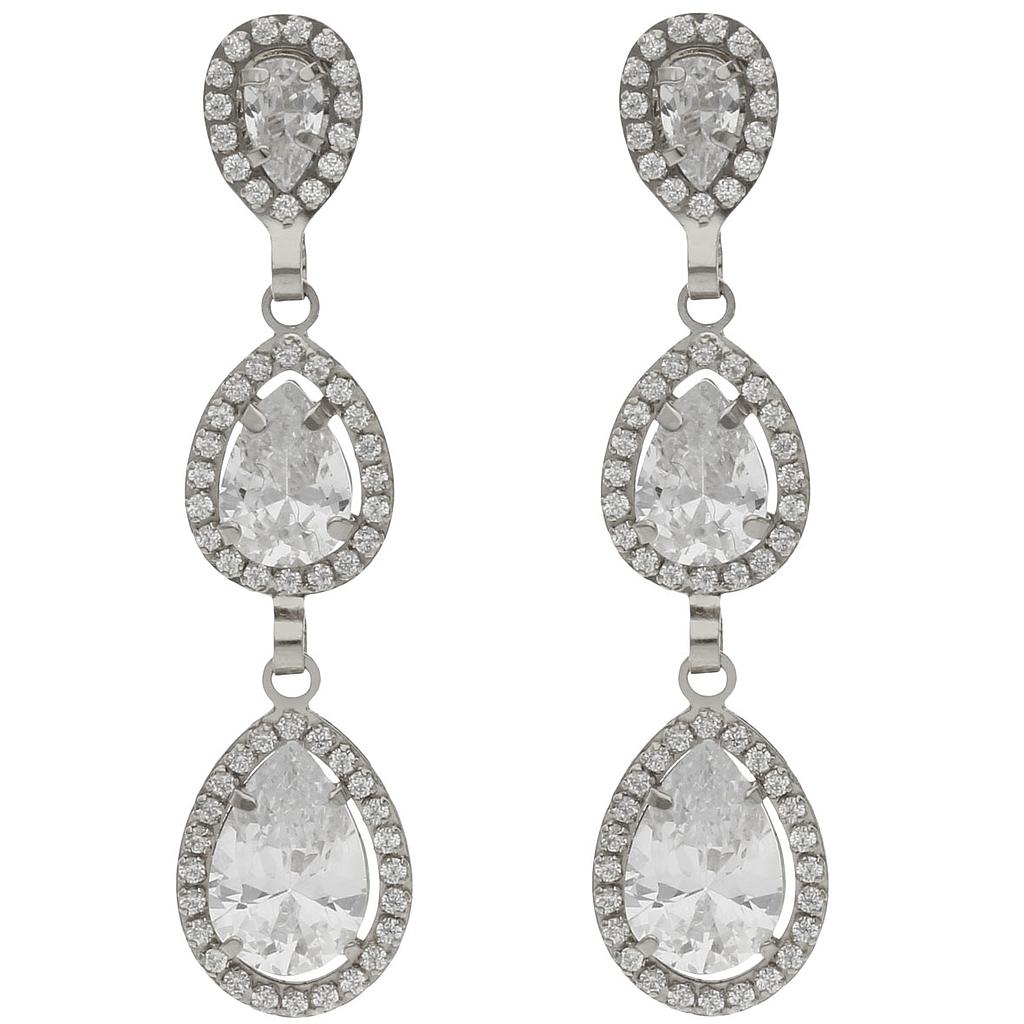 PENDIENTES ORO BLANCO 18KL CIRCONITAS - 9x39MM - P1476