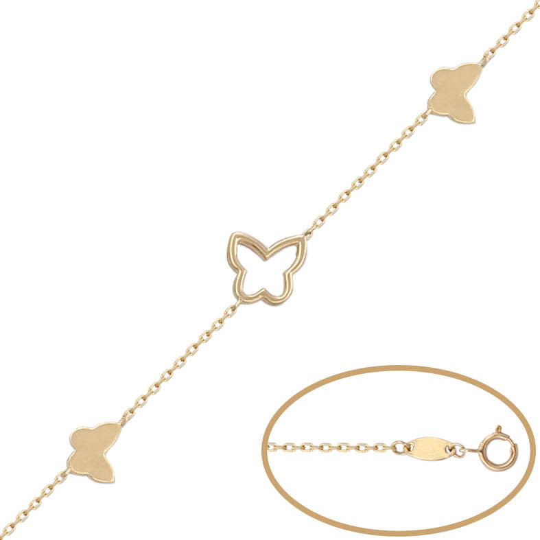 PULSERA ORO 18KL - 3 MARIPOSAS - PU1052