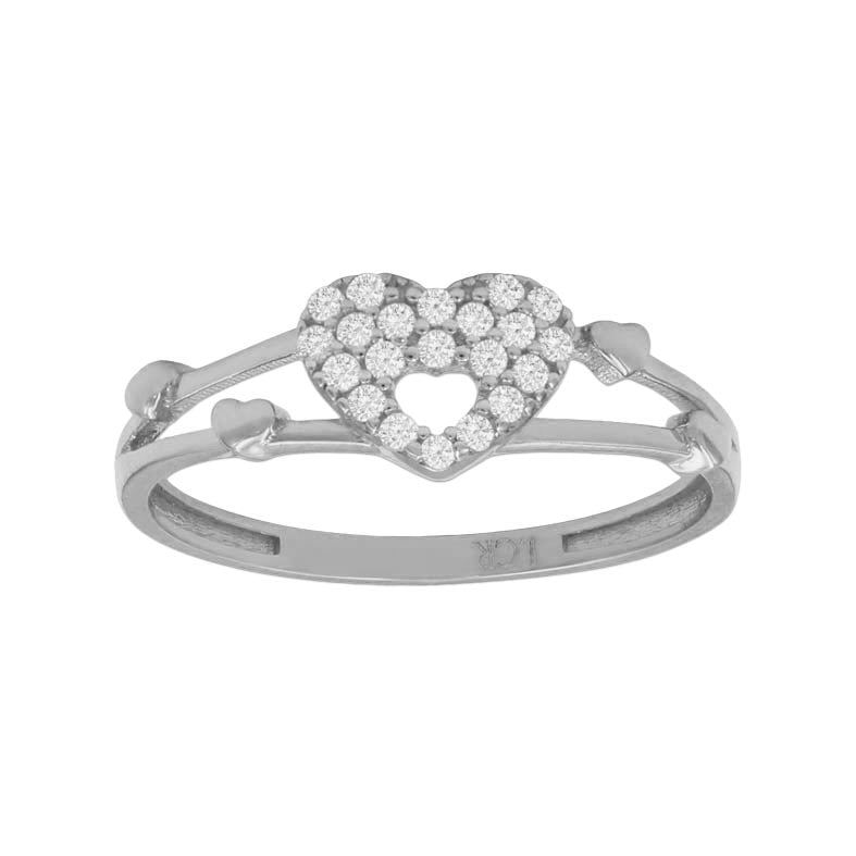 SORTIJA ORO BLANCO 18KL CORAZON CIRCONITAS - S1057n10