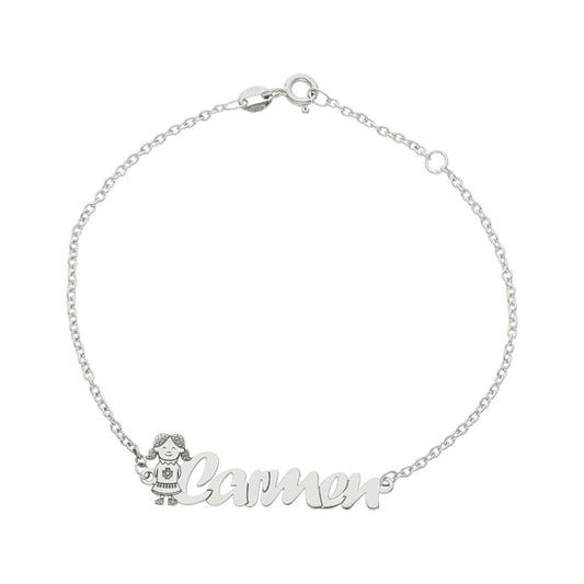 PULSERA ORO BLANCO 18KL NIÑA + NOMBRE - PU1174