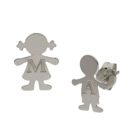PENDIENTES ORO BLANCO 18KL NIÑOS + INICIAL - P1511
