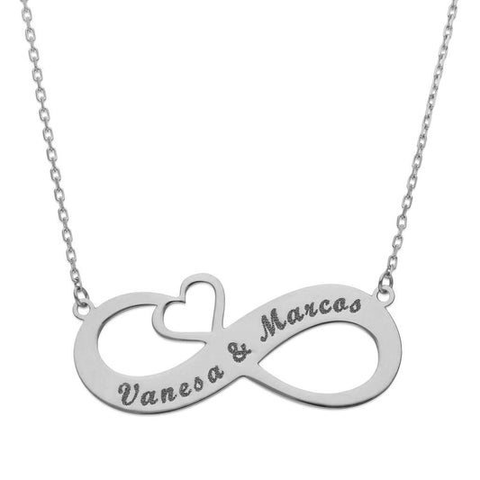 GARGARGANTILLA ORO BLANCO 18KL INFINITO + CORAZON - G942