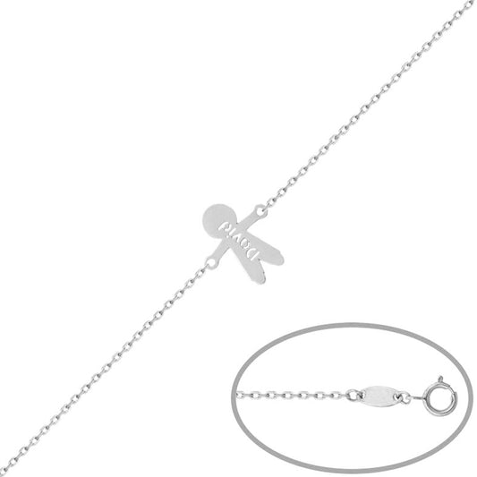 PULSERA ORO BLANCO 18KL NIÑO + NOMBRE - PU1178