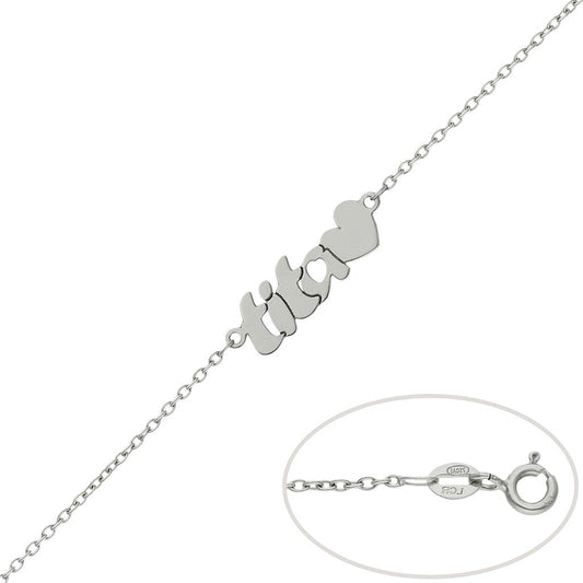 PULSERA ORO BLANCO 18KL TITA + CORAZON - PU1382