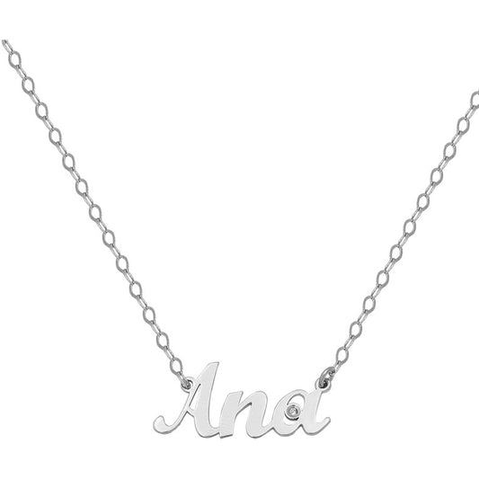 COLGANTE ORO BLANCO 18KL NOMBRE MEDIANO + DIAMANTE - G241