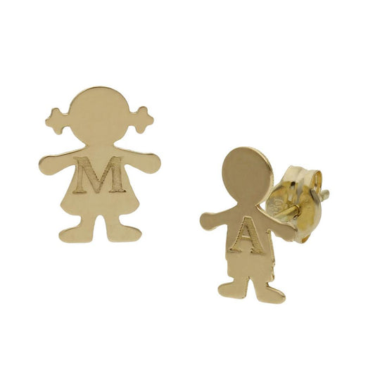 PENDIENTES ORO 18KL NIÑOS + INICIAL - P1510