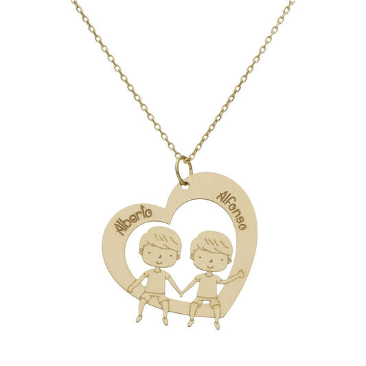 GARGANTILLA ORO 18KL CORAZON + NIÑOS - G994