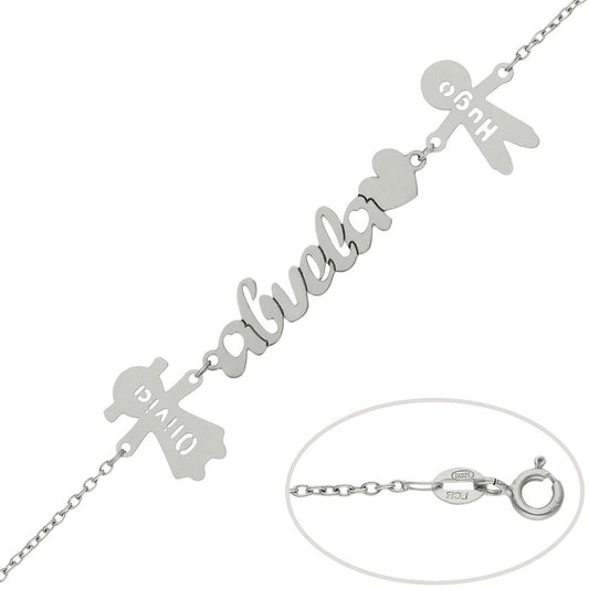 PULSERA ORO BLANCO 18KL ABUELA + NIÑOS - PU1380