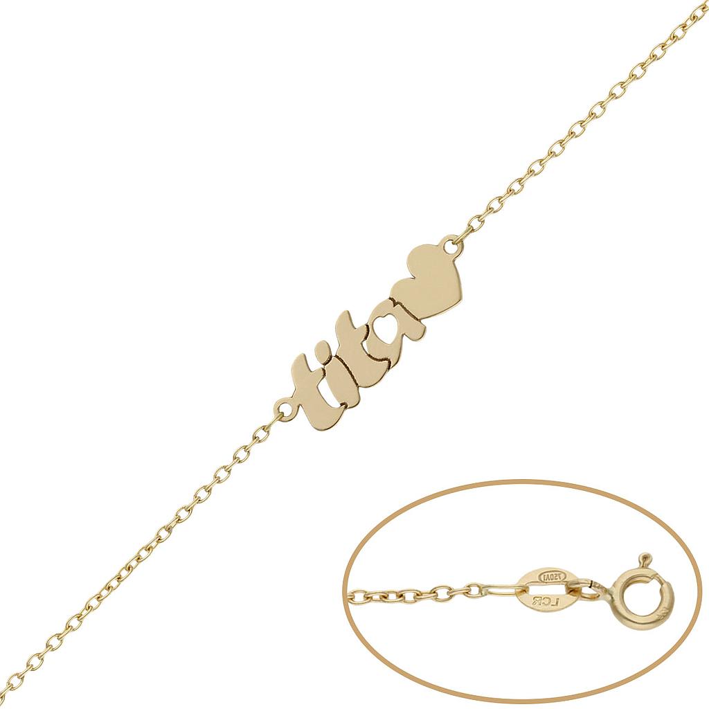PULSERA ORO 18KL TITA + CORAZON - PU1373