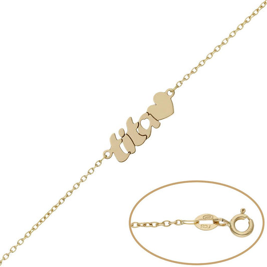 PULSERA ORO 18KL TITA + CORAZON - PU1373