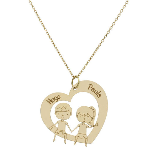 GARGANTILLA ORO 18KL CORAZON+NIÑA+NIÑO - G998