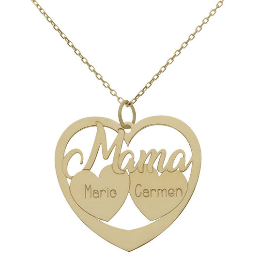 GARGANTILLA ORO 18KL MAMA + 2 CORAZONES - G1085