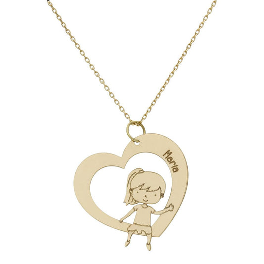 GARGANTILLA ORO 18KL CORAZON + NIÑA - G997