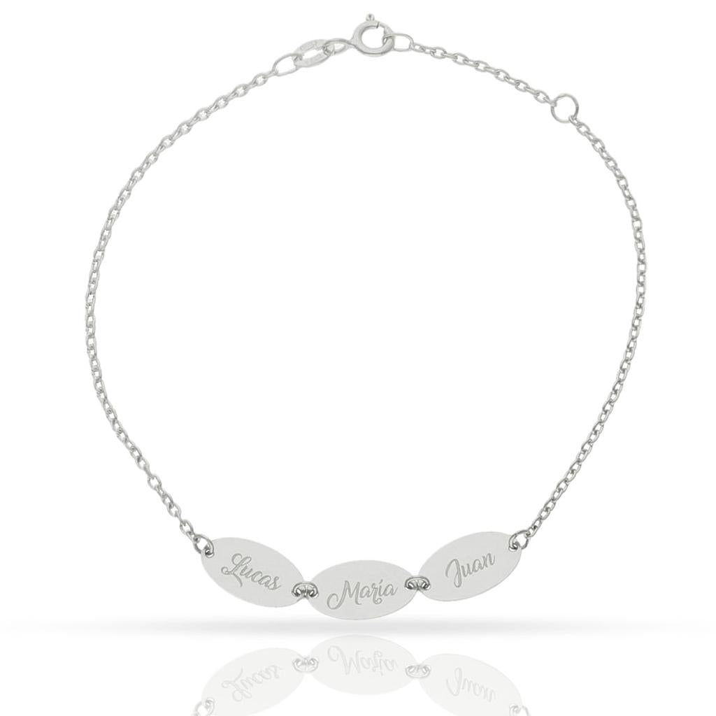 PULSERA ORO BLANCO 18KL CHAPAS OVALADAS - PU1431